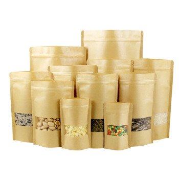 Windowed kraft paper bag, dried fruit food packaging bag, frosted kraft paper ziplock bag, stand-up bag, tea sealed bag