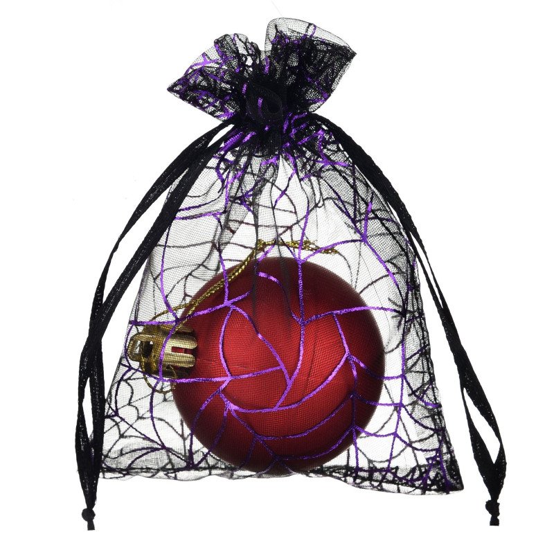 Halloween hot stamping gauze bag Amazon cross-border spider web gauze transparent candy gift packaging bag sachet dried flower bag