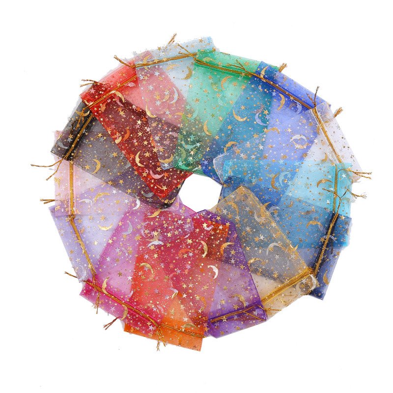 Jewelry bag, jewelry packaging storage bag, necklace bracelet, jewelry bag, drawstring pocket, star moon mesh bag