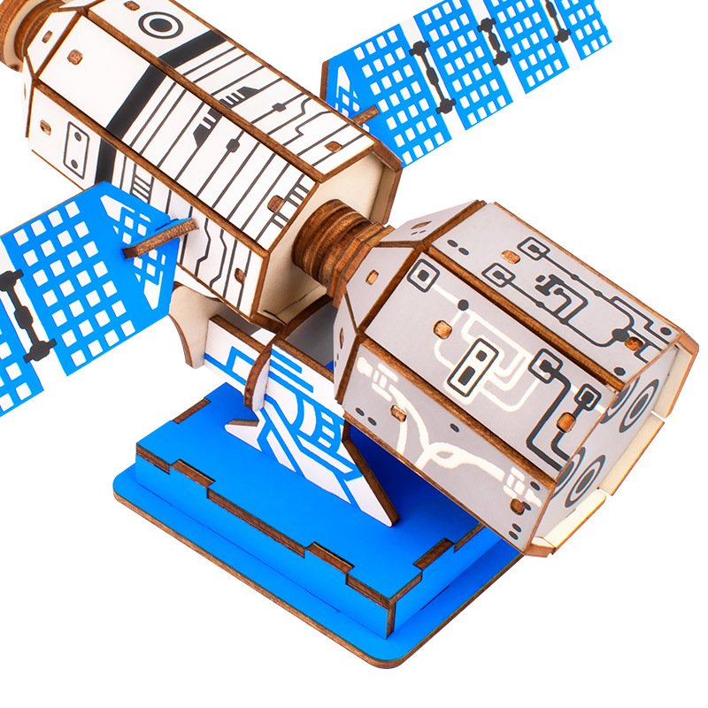 Beidou satellite wooden puzzle 3D model toy handmade gift for boys and girls over 6 years old