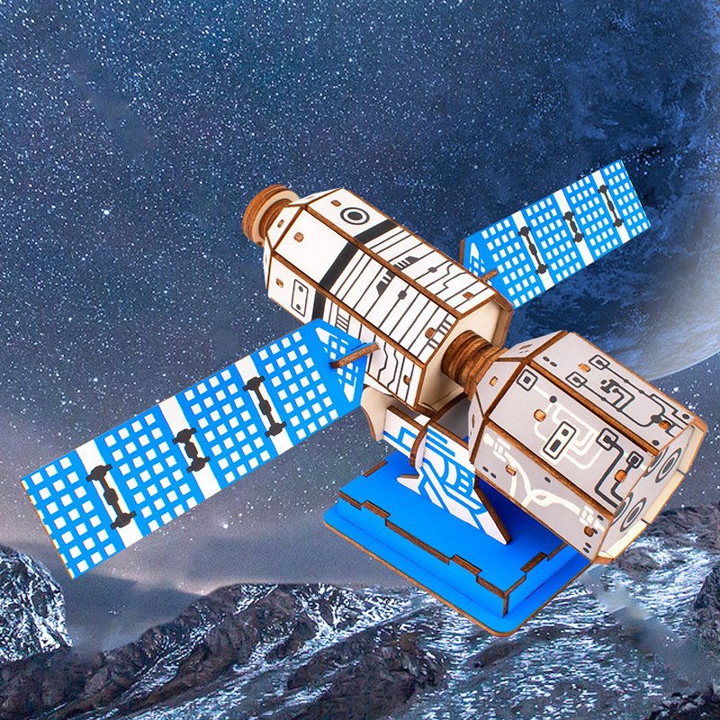 Beidou satellite wooden puzzle 3D model toy handmade gift for boys and girls over 6 years old