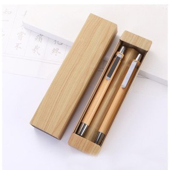 Double bamboo pattern pen box gift pen set environmentally friendly bamboo ballpoint pen advertising gift pen engraving company logo
