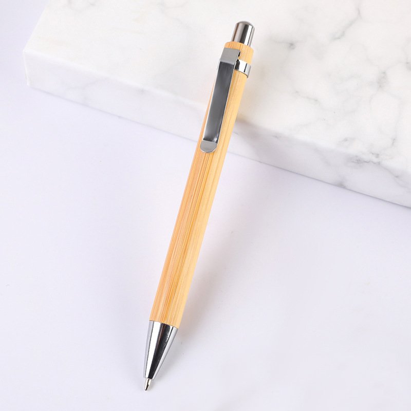 Double bamboo pattern pen box gift pen set environmentally friendly bamboo ballpoint pen advertising gift pen engraving company logo