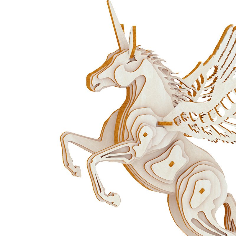 Unicorn model wooden puzzle 3D model toy three-dimensional puzzle handmade wholesale