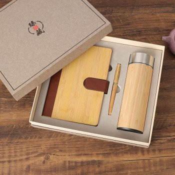 A5 business notebook Chinese style wooden bookmark thermos cup gift box set gift event with gift seal logo