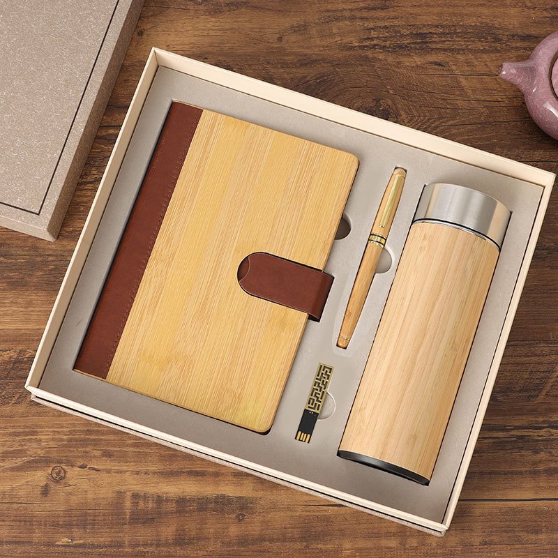 A5 business notebook Chinese style wooden bookmark thermos cup gift box set gift event with gift seal logo