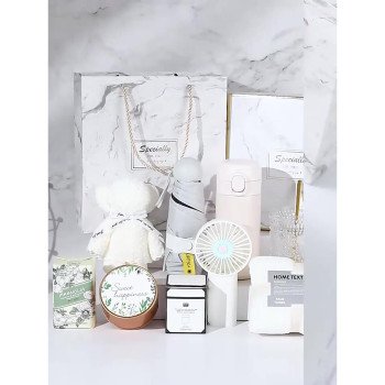 Business gift set, summer practical fan umbrella gift box, corporate team building opening event, customer souvenir gift