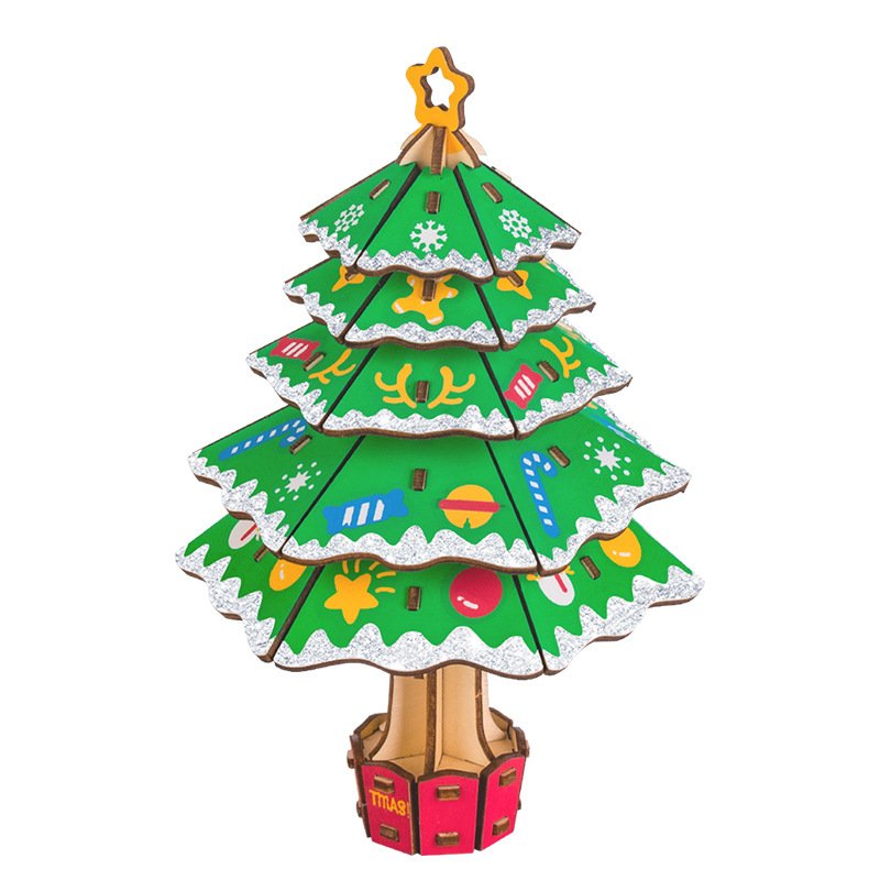 Christmas gift for children 3diy handmade wooden three-dimensional puzzle model toy wholesale