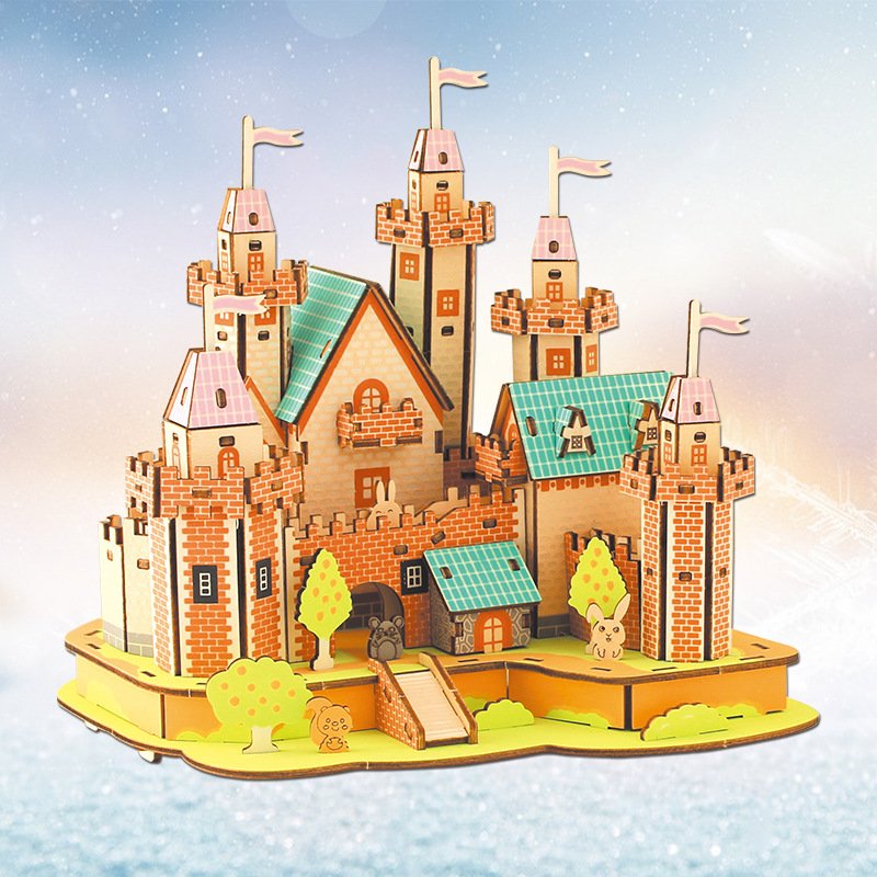 Wooden 3D three-dimensional puzzle model assembled children's educational brain toys girls adult gifts wholesale