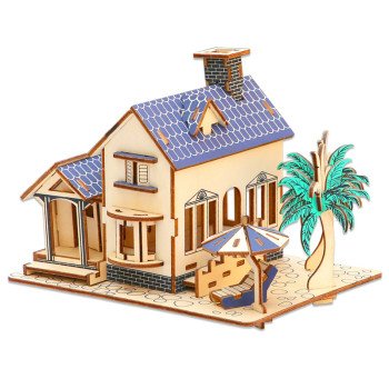 Beach house wooden puzzle three-dimensional 3D model toys boys and girls handmade gifts wholesale
