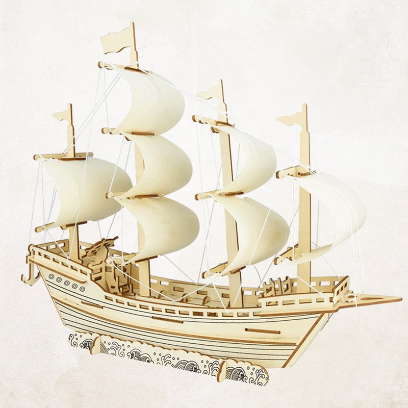 Ming Dynasty merchant ship model assembled aircraft carrier building blocks 3D puzzle hand-assembled boy's toy wholesale