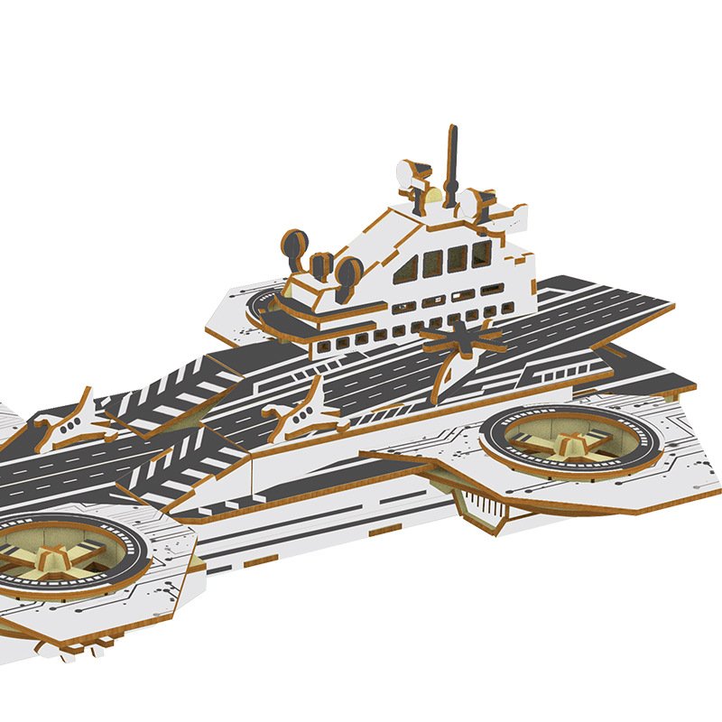 Sky aircraft carrier wooden puzzle 3D model toy handmade gift for boys and girls over 6 years old