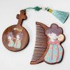 Wooden comb for girls, portable mirror comb gift box for holiday gifts, high-end wooden crafts