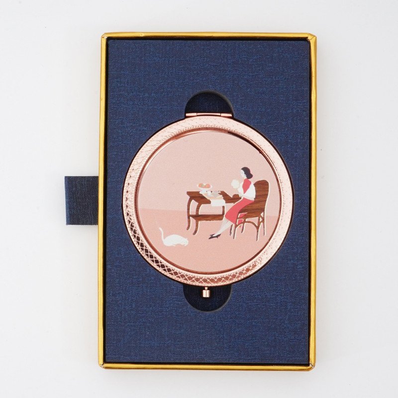 Wooden comb for girls, portable mirror comb gift box for holiday gifts, high-end wooden crafts