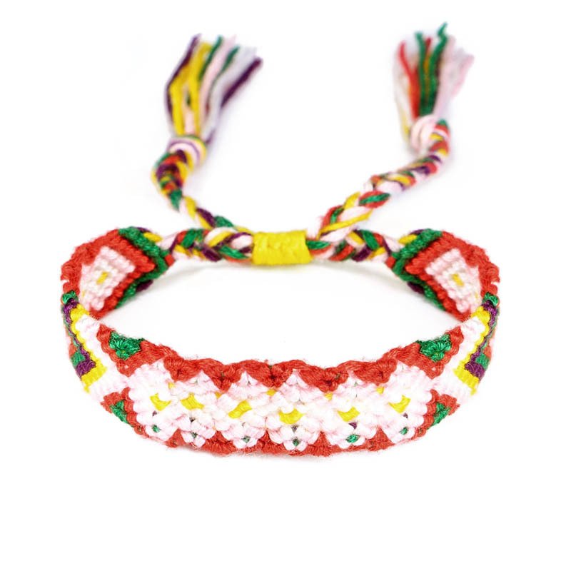 Nepali ethnic style colorful rhombus hand-woven rainbow cotton thread friendship bracelet 30 colors