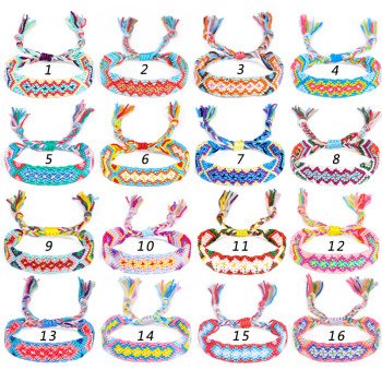 Nepali ethnic style colorful rhombus hand-woven rainbow cotton thread friendship bracelet 30 colors