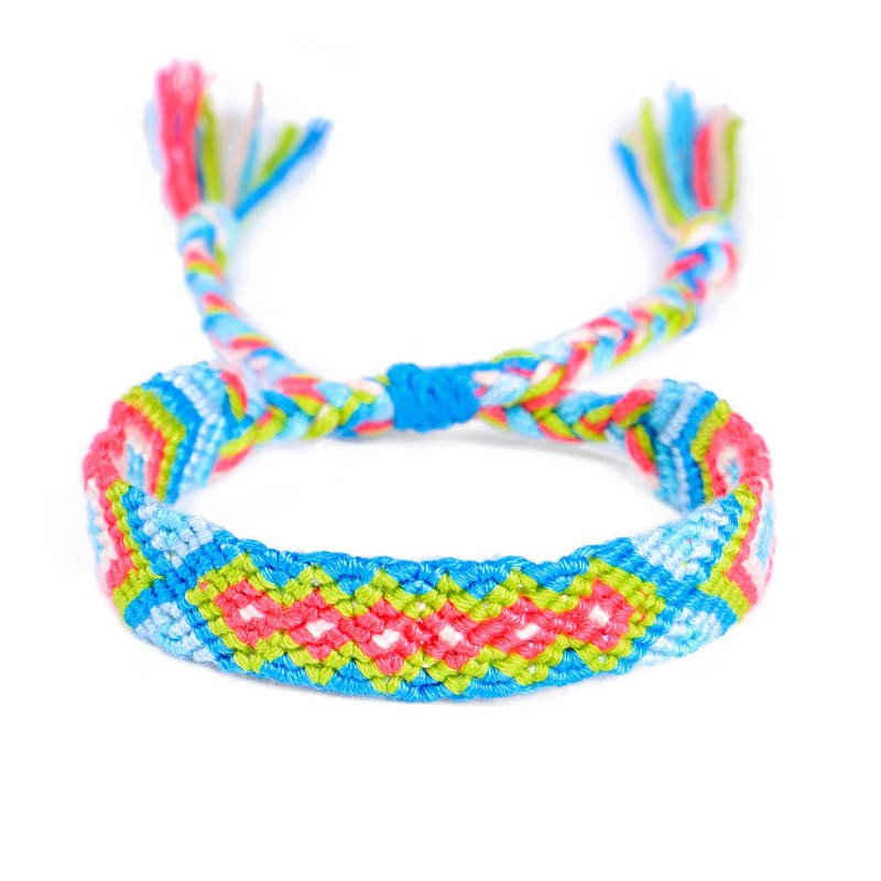 Nepali ethnic style colorful rhombus hand-woven rainbow cotton thread friendship bracelet 30 colors