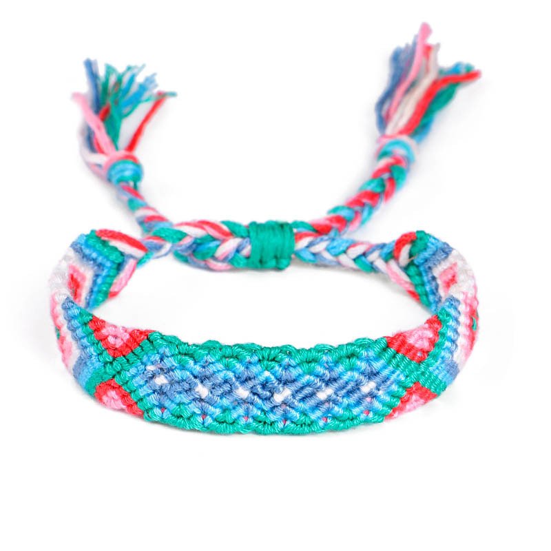 Nepali ethnic style colorful rhombus hand-woven rainbow cotton thread friendship bracelet 30 colors