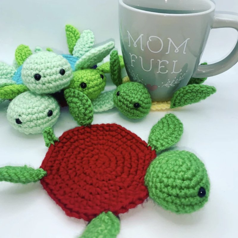 Nordic Purely Handmade Knitted Coasters Cute Turtle Lamb Insulated Table Placemats