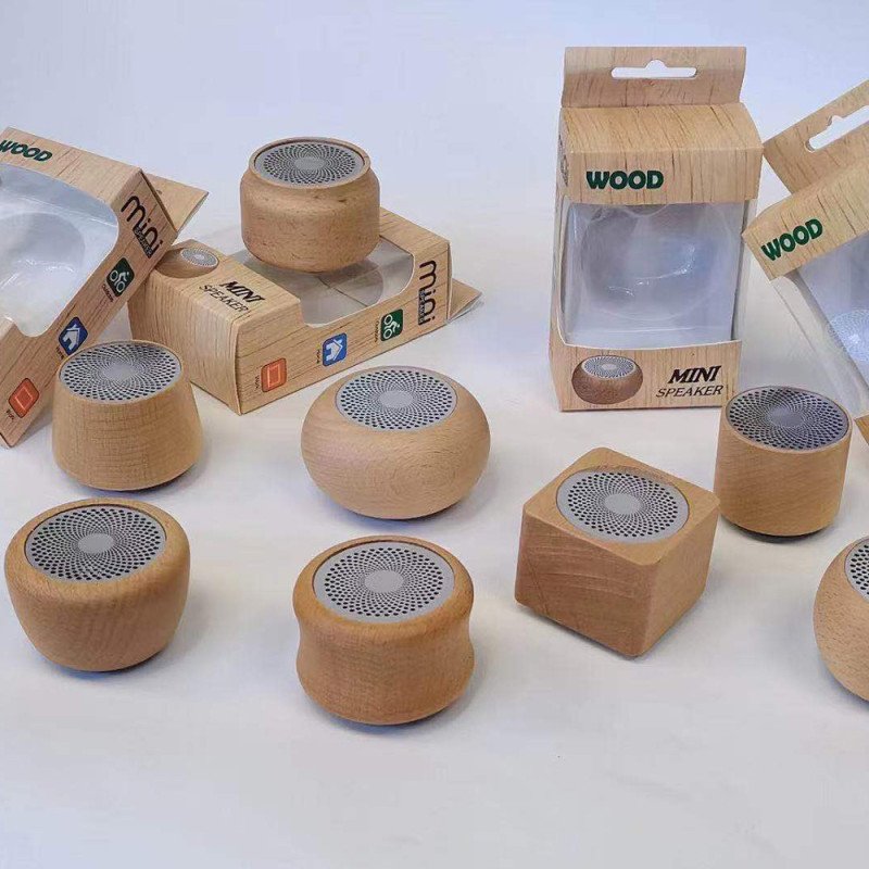 Retro wooden Bluetooth speaker portable solid wood mini wireless subwoofer logo gift wooden Bluetooth small speaker
