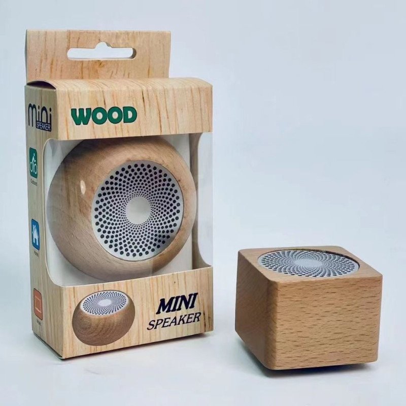 Retro wooden Bluetooth speaker portable solid wood mini wireless subwoofer logo gift wooden Bluetooth small speaker