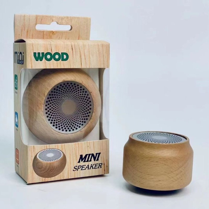 Retro wooden Bluetooth speaker portable solid wood mini wireless subwoofer logo gift wooden Bluetooth small speaker