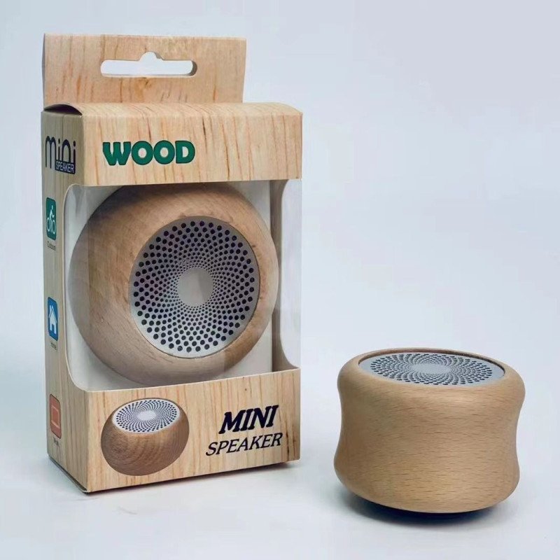 Retro wooden Bluetooth speaker portable solid wood mini wireless subwoofer logo gift wooden Bluetooth small speaker