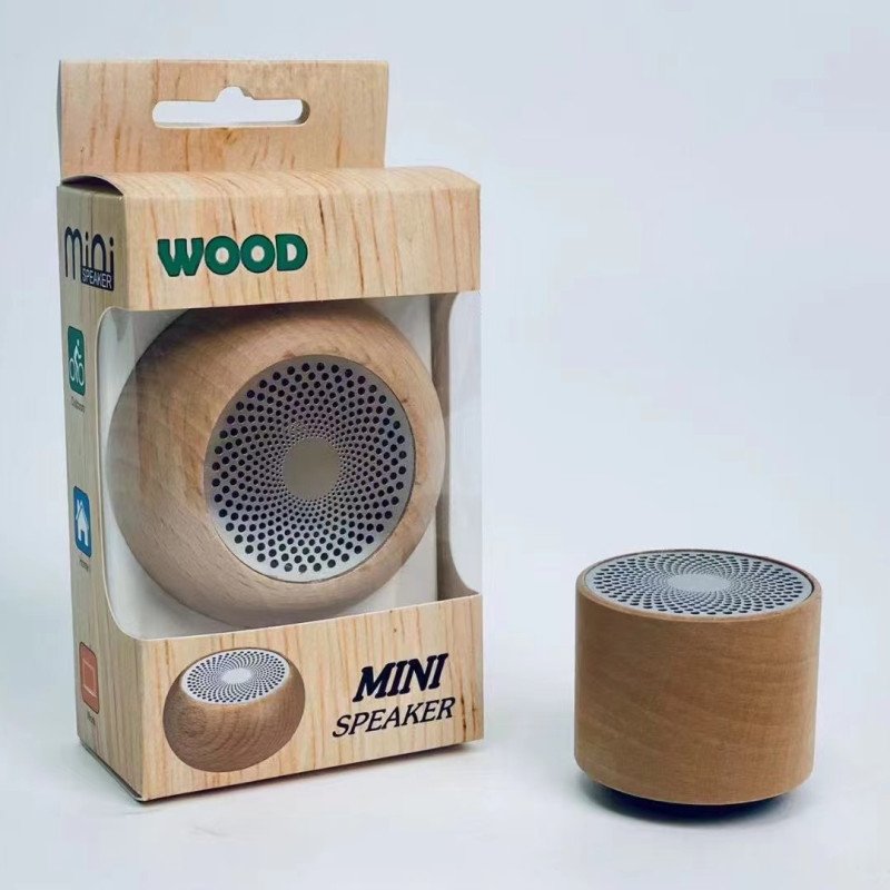 Retro wooden Bluetooth speaker portable solid wood mini wireless subwoofer logo gift wooden Bluetooth small speaker