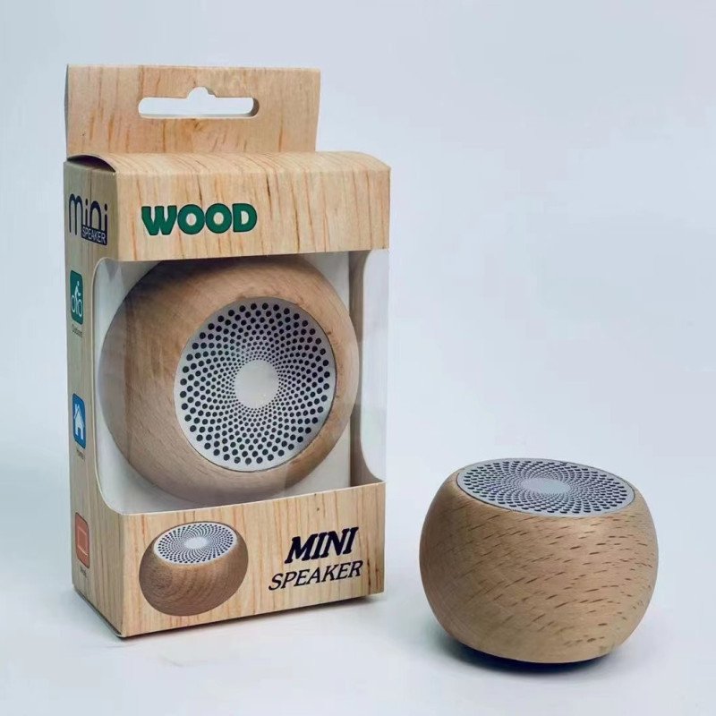 Retro wooden Bluetooth speaker portable solid wood mini wireless subwoofer logo gift wooden Bluetooth small speaker