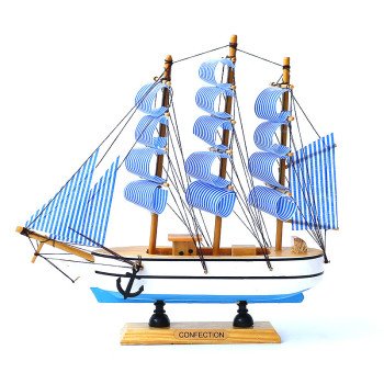 Wooden sailboat Mediterranean style solid wood ornaments study home decoration model 16cm-50cm furnishings