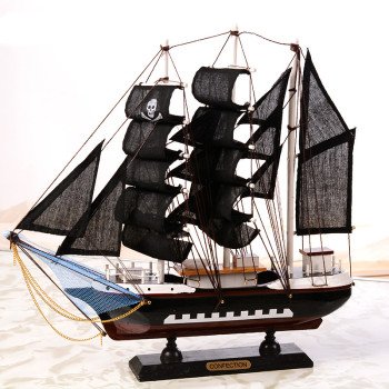 Wooden sailboat Mediterranean style solid wood ornaments study home decoration model 16cm-50cm furnishings