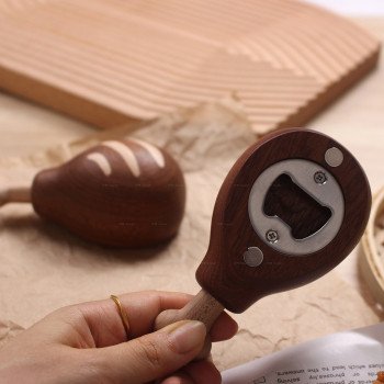 Solid wood beer bottle opener, chicken leg ornament, home wooden gift, magnetic wine starter, creative refrigerator sticker wine starter