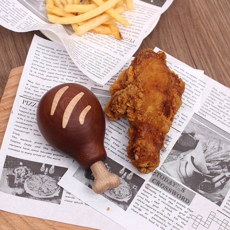 Solid wood beer bottle opener, chicken leg ornament, home wooden gift, magnetic wine starter, creative refrigerator sticker wine starter