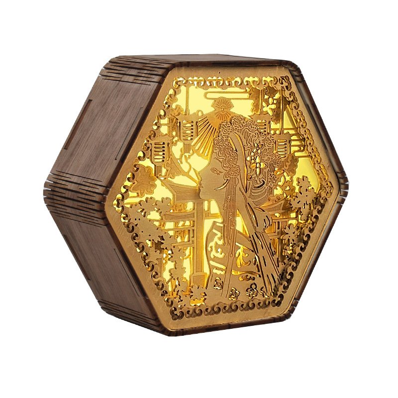 Creative gifts home decoration desktop ornaments travel commemorative gifts bedroom bedside atmosphere night light wood carving lamp