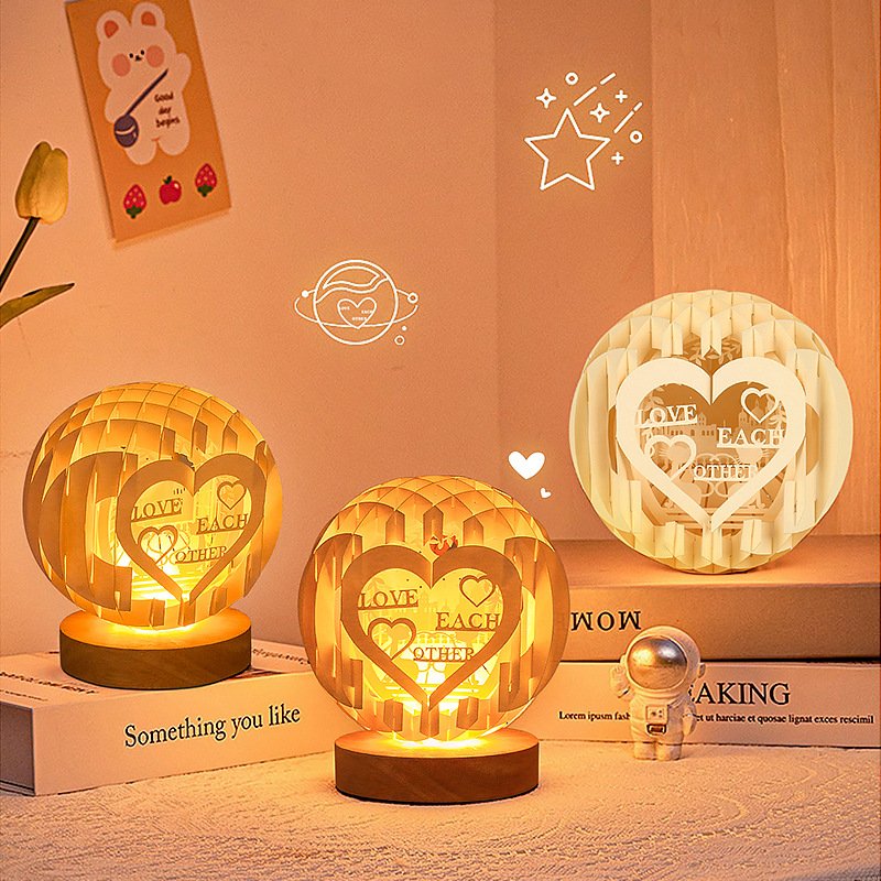 DIY handmade paper craft work spherical hollow ornaments 3D three-dimensional creative assembled paper model folding ball paper carving lamp