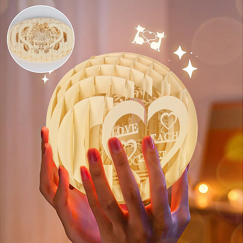 DIY handmade paper craft work spherical hollow ornaments 3D three-dimensional creative assembled paper model folding ball paper carving lamp