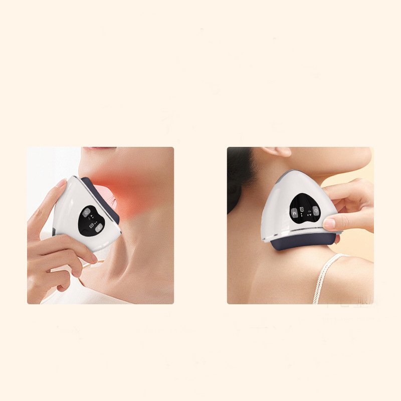 Heart-shaped stone EMS micro-current double-headed scraping device for face and whole body massage acupoints and eye bags