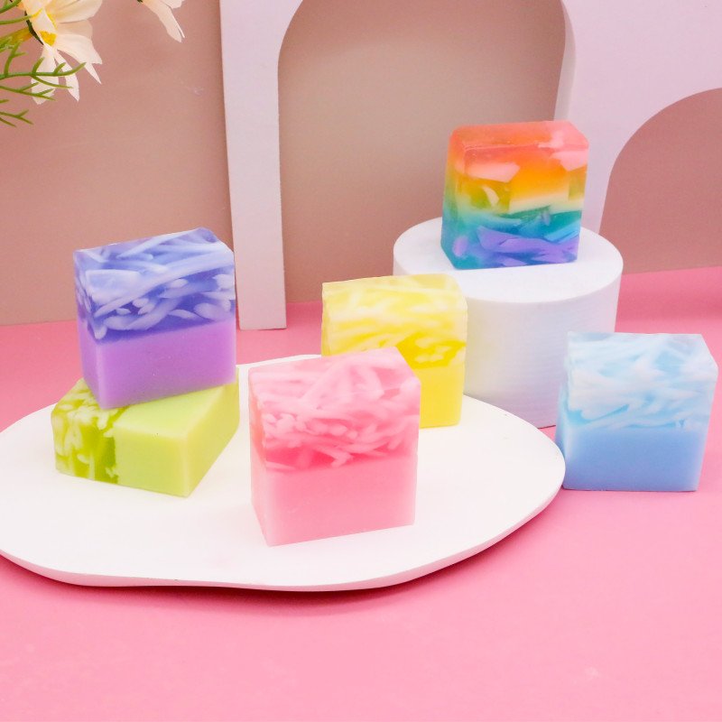 Handmade Soap Rose Lavender Transparent Essential Oil Soap Cleansing Fragrance Jelly Soap