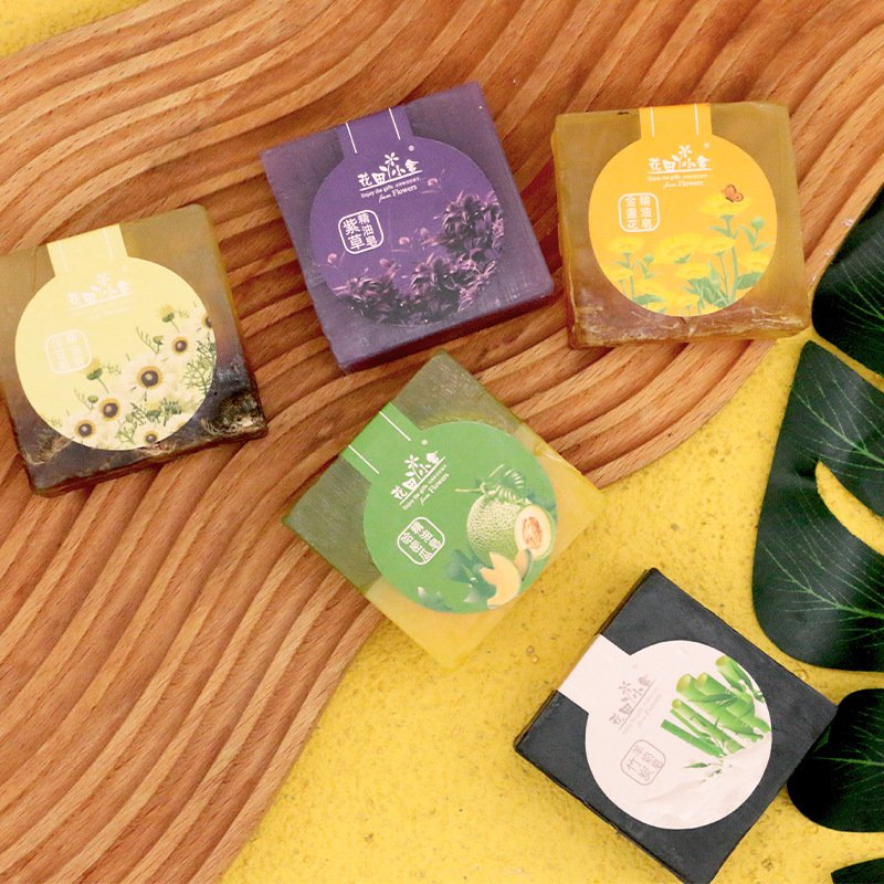 Handmade Soap Rose Lavender Transparent Essential Oil Soap Cleansing Fragrance Jelly Soap