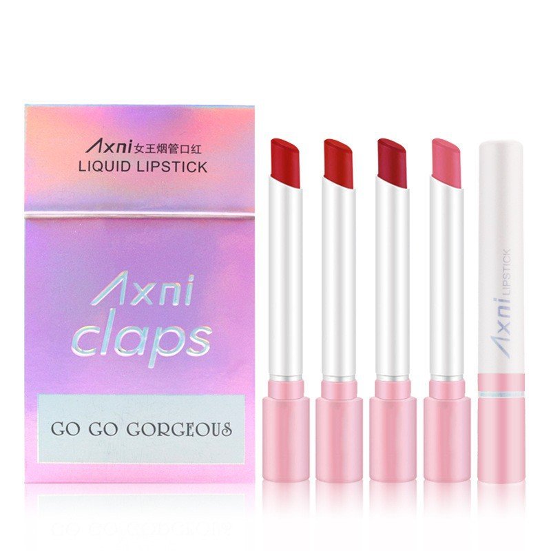Cosmetics pipe lipstick set of four matte matte non-stick cup non-fading lip gloss thin lipstick