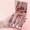 Mini portable Morandi boxed makeup brushes 5 pieces with makeup mirror girl heart travel box makeup brushes