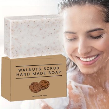 Walnut scrub granule soap coconut handmade soap cold process soap shower bath soap