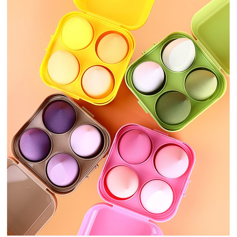 Super soft non-eating powder four-compartment color box makeup egg makeup sponge tool storage box