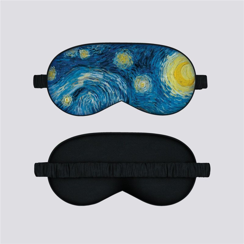 oil painting double-sided imitation silk shading eye mask sleeping elastic,a light eye protection choice