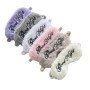 Cute plush embroidery good night sleep eye mask blackout simulated silk rabbit fur eye mask