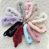 Cute plush embroidery good night sleep eye mask blackout simulated silk rabbit fur eye mask