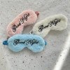 Cute plush embroidery good night sleep eye mask blackout simulated silk rabbit fur eye mask