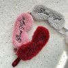 Cute plush embroidery good night sleep eye mask blackout simulated silk rabbit fur eye mask