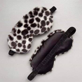 leopard print rabbit fur simulated silk eye mask home blackout sleep cute cartoon plush eye mask