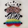 leopard print rabbit fur simulated silk eye mask home blackout sleep cute cartoon plush eye mask